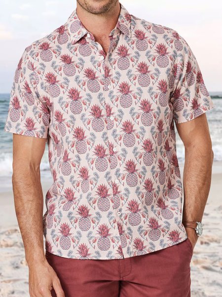 

Pineapple Short Sleeve Shirt, Red, Men Shirts