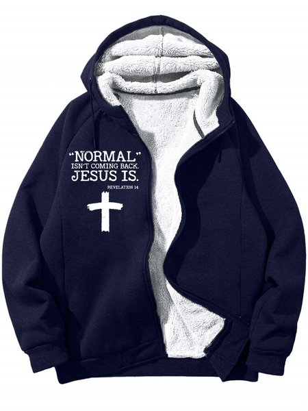 

Men’s Normal Isn’t Coming Back Jesus Is Hoodie Text Letters Loose Casual Sweatshirt, Deep blue, Hoodies&Sweatshirts