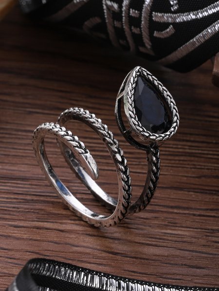 

Vintage Silver Distressed Snake Pattern Diamond Ring Ethnic Jewelry, Rings