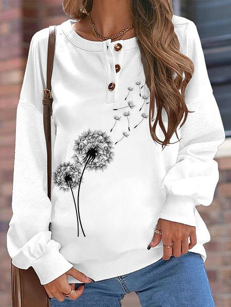 

Dandelion Knitted Casual Sweatshirt, White, Hoodies & Sweatshirts