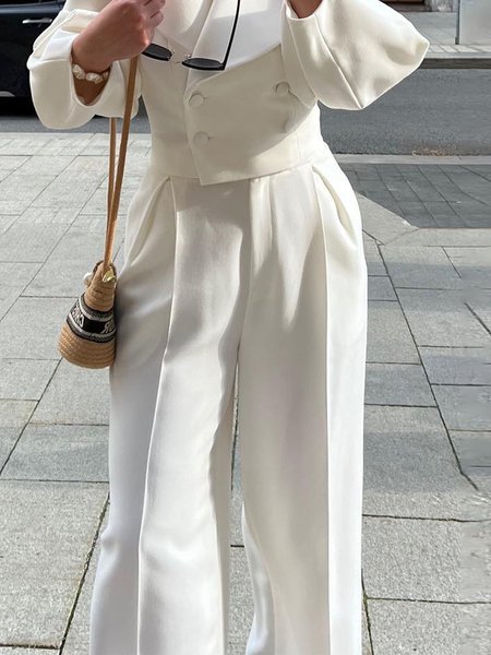 

Urban Regular Fit Plain Fashion Pants, White, Pants