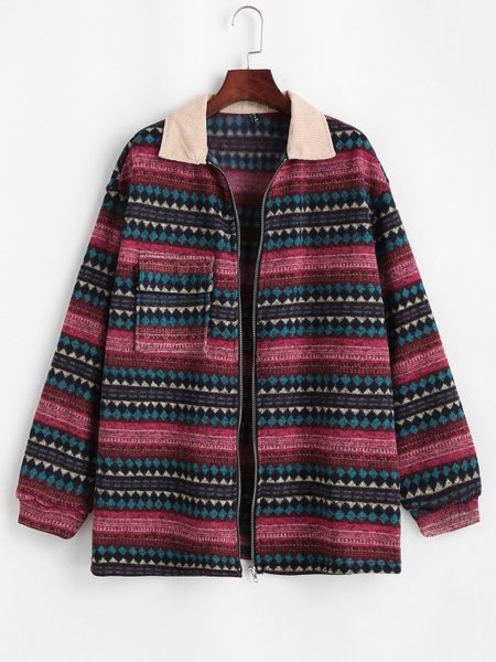 

Shawl Collar Boho Ethnic Jacket, Multicolor, Coats