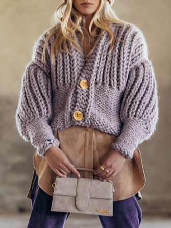 

Casual Yarn/Wool Yarn Others Sweater Coat, Lavender, Outerwear