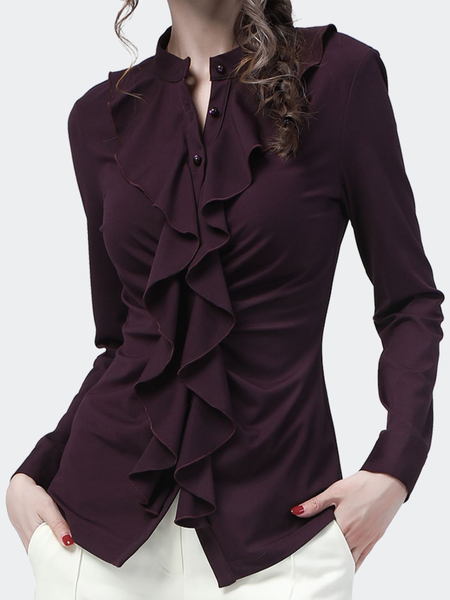

Urban Regular Fit Stand Collar Long sleeve Blouse, Datered, Blouses and Shirts