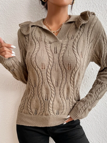 

Regular Fit V Neck Casual Knitting Sweater, Gray-brown, Sweaters & Cardigans