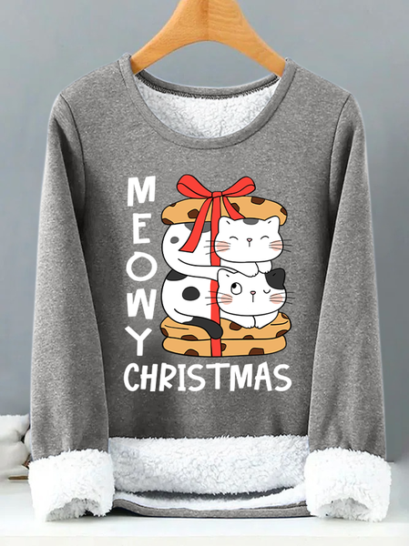 

Lilicloth X Manikvskhan Meowy Cheistmas Womens Warmth Fleece Sweatshirt, Gray, Hoodies&Sweatshirts