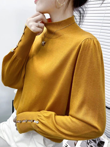 

Elegant Wool/Knitting Sweater, Yellow, Pullovers