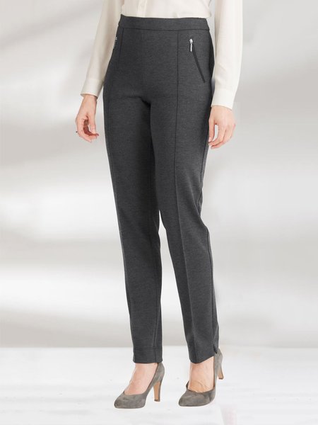 

Knitted Urban Zipper Fashion Pants, Deep gray, Pants