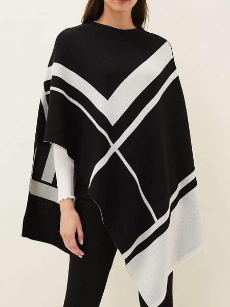 

Elegant Loose Wool/Knitting Sweater, Black-white, Pullovers