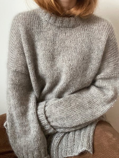 

Wool/Knitting Casual Loose Plain Sweater, Gray, Sweaters