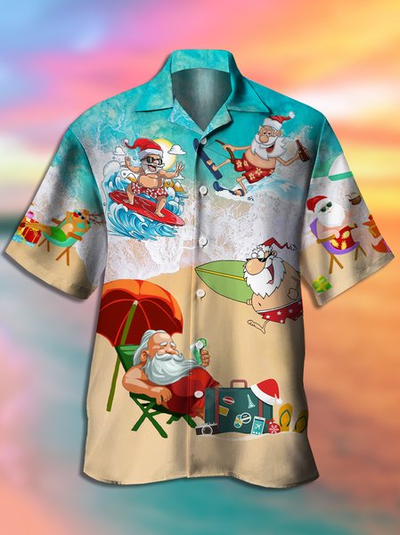 

Christmas Short Sleeve Aloha Shirt, Multicolor, Men Shirts