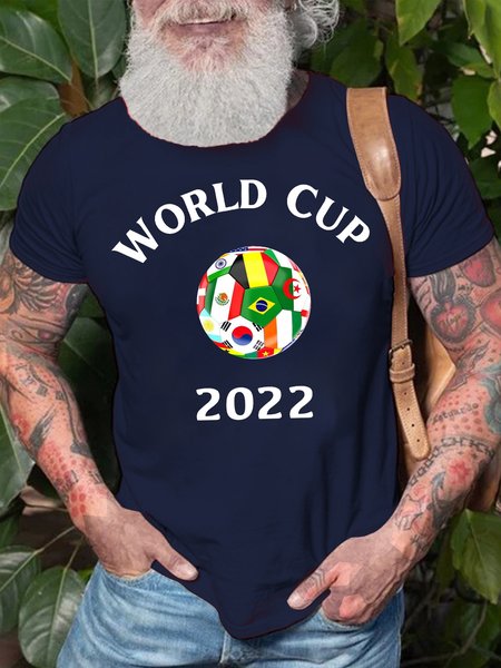 

Men's Soccer World Cup 2023 Funny Graphic Print Loose Casual Cotton Text Letters T-Shirt, Purplish blue, T-shirts