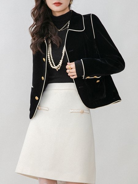 

Long sleeve Regular Fit Shirt Collar Urban Jacket, Black, Jackets