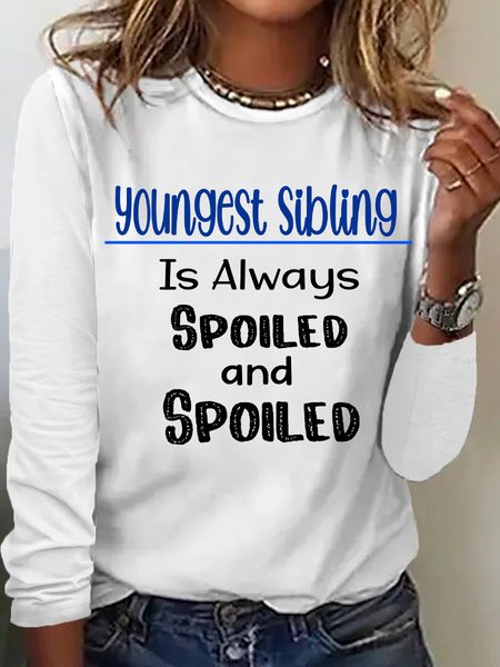 

Lilicloth X Paula Funny Gift For Sister Youngest Sibling Womens Long Sleeve T-Shirt, White, Long sleeves