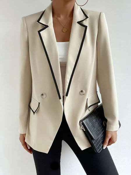 

Loose Urban Lapel Collar Blazer, White, Blazers