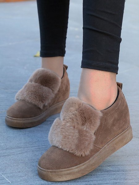 

Plush Height Increasing Shoes, Khaki, Flats