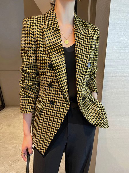 

Urban Houndstooth Regular Fit Long Sleeve Blazer, Yellow, Blazers