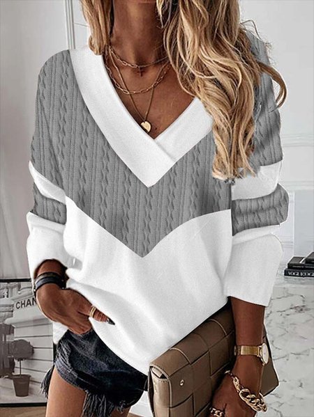 

Loose Color Block Jersey Tunic Sweatshirt, Gray, Hoodies & Sweatshirts