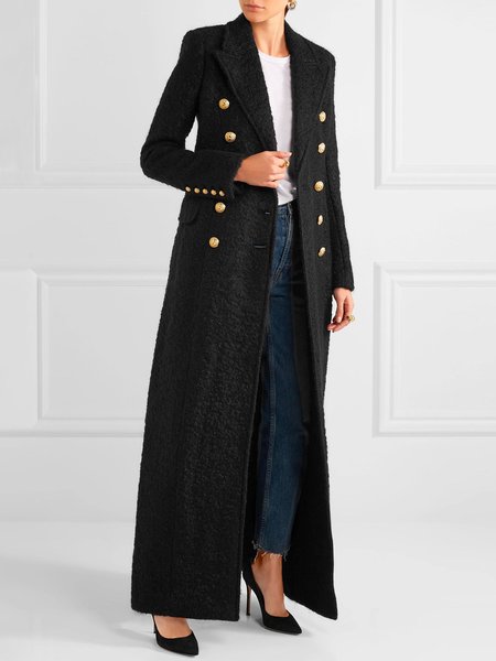 

Urban Regular Fit Plain Long Sleeve Overcoat, Black, Coats