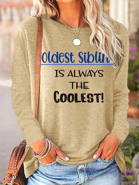 

Lilicloth X Paula Funny Gift For Sister Oldest Sibling Womens Long Sleeve T-Shirt, Khaki, Long sleeves