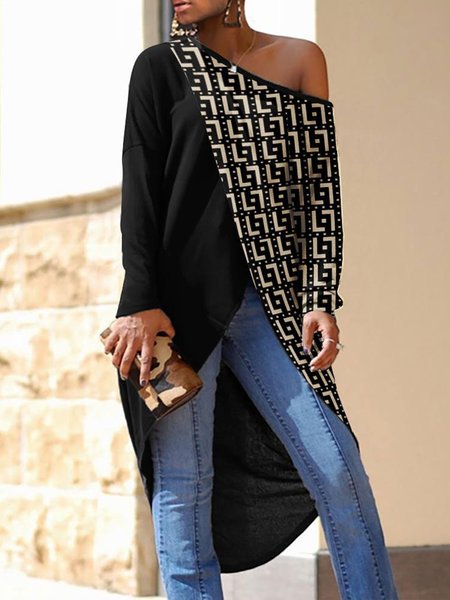 

Urban Cold Shoulder Text Letters Print Top, Black, Linen Tops