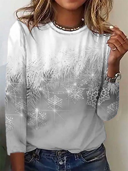 

Casual Christmas Long sleeve T-Shirt, Gray, T-Shirts