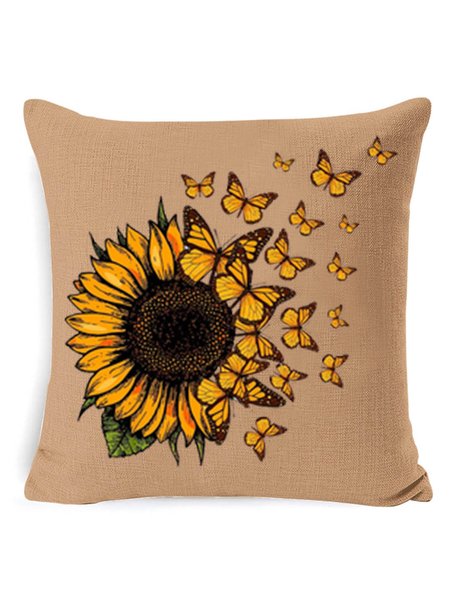 

18*18 Sunflower Butterfly Backrest Cushion Pillow Covers Decorations For Home, Coffee, Pillow Covers