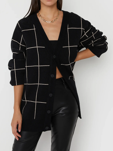 

V Neck Regular Fit Elegant Sweater, Black, Pullovers