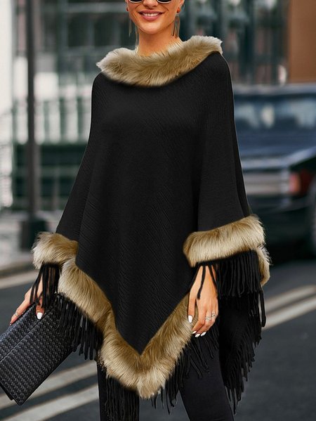 

Plain Urban Yarn/Wool Yarn Sweater Coat, Black, Coats