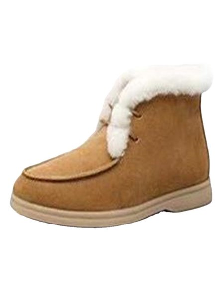 

Plush Warm Lace-Up Snow Boots, Brown, Boots