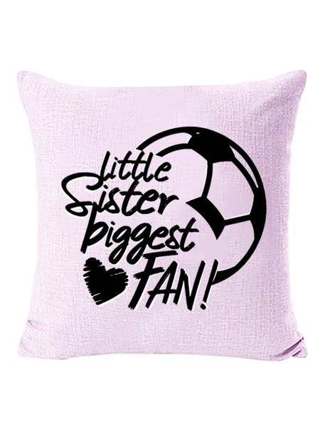 

18*18 Funny Word Soccer Little Sister Biggest Fan Cotton-Blend Backrest Cushion Pillow Covers Decorations For Home, Purple, Pillow Covers