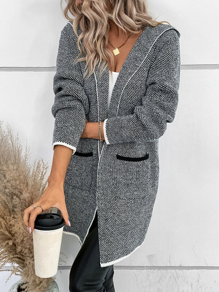 

Casual Yarn/Wool Yarn Loose Sweater Coat, Black, Cardigans