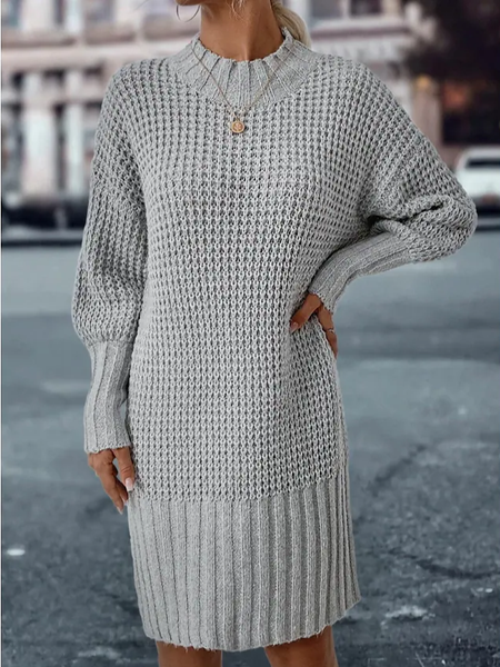 

Casual Crew Neck Loose Plain Dress, Gray, Dresses
