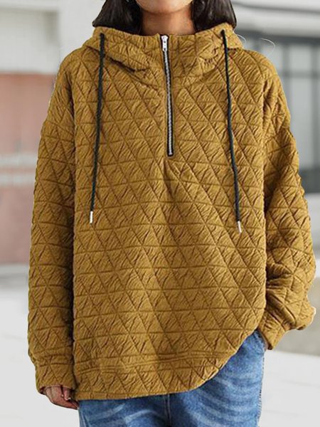 

Loose Casual Zipper Hoodie Sweatshirt, Yellow, Hoodies & Sweatshirts