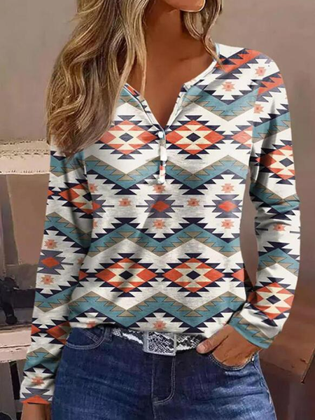 

Casual Ethnic V Neck Regular Fit T-Shirt, Multicolor, T-Shirts