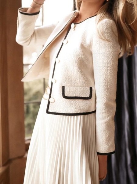 

Simple Crew Neck Regular Fit Jacket, White, Jackets