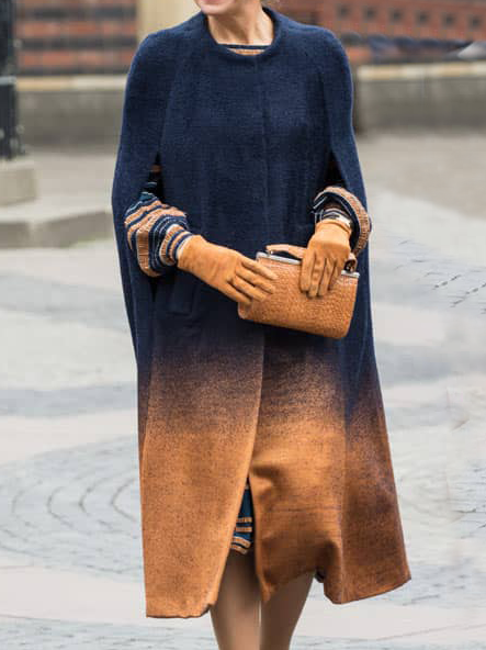 

Crew Neck Ombre Casual Overcoat, As picture, Coats