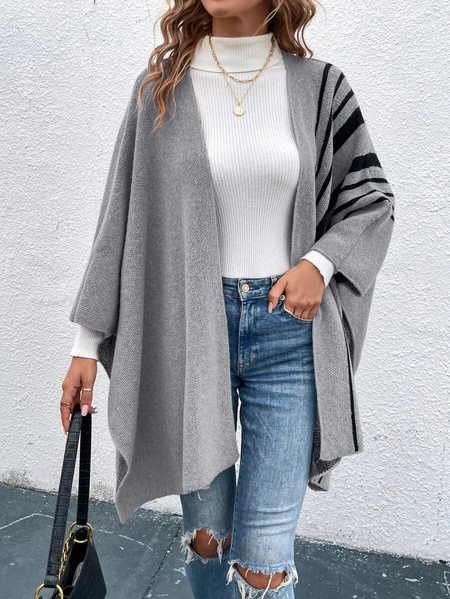 

Yarn/Wool Yarn Casual Sweater Coat, Gray, Cardigans