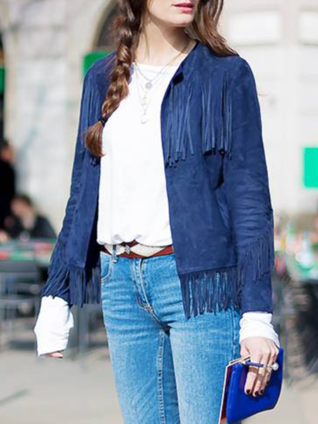 

Long sleeve Elegant Loose Jacket, Blue, Jackets