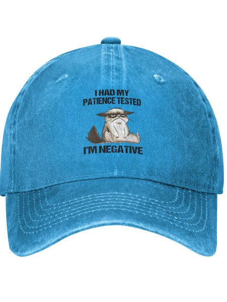 

I Had My Patience Tested Animals Graphic Adjustable Hat, Blue, Men's Hats