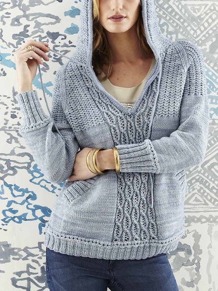 

Hoodie Casual Plain Sweater, Blue, Sweaters & Cardigans
