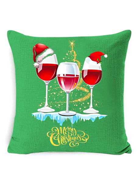 

18*18 Wine Simple Christmas Backrest Cushion Pillow Covers Decorations For Home, Green, Pillow Covers