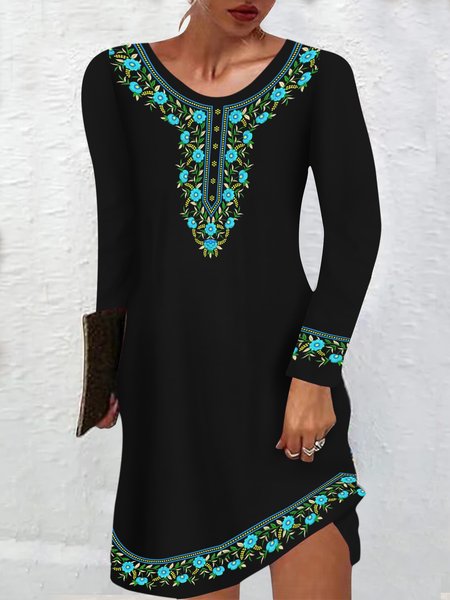 

Womens Casual Vintage Floral Dress, As picture, Dresses