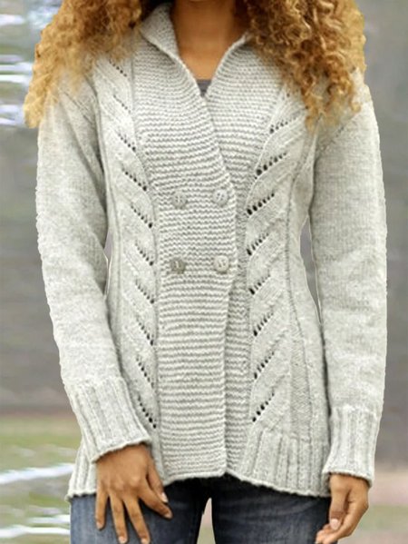 Others Casual Regular Fit Sweater Coat, Gray, Cardigans