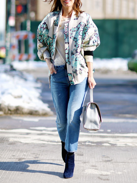 

Long sleeve Loose Elegant Loose Jacket, White, Jackets