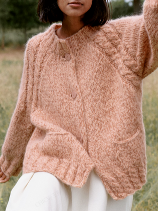 

Casual Plain Sweater Coat, Red, Cardigans