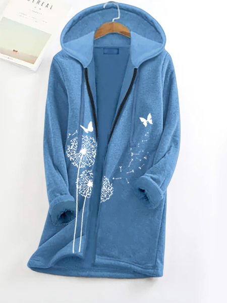 

Dandelion Hoodie Loose Teddy Jacket, Blue, Coats