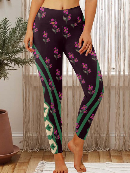 

Lilicloth x Iqs Floral Print Womens Tummy Control Legging, As picture, Leggings