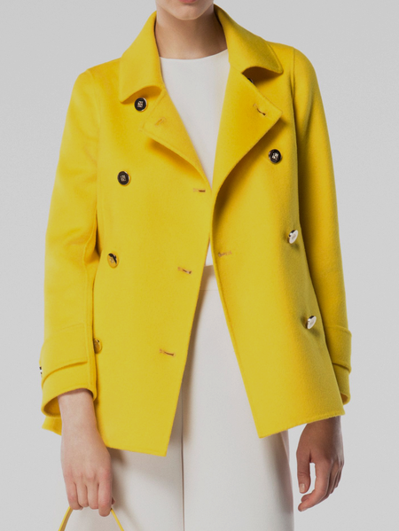 

Lapel Collar Plain Regular Fit Simple Jacket, Yellow, Jackets