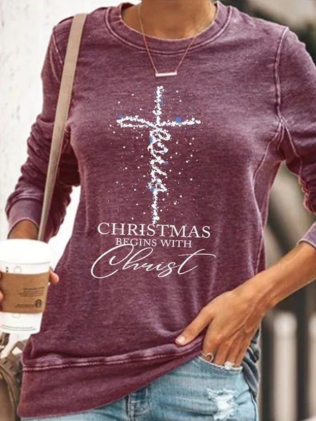 

Women's Christmas began with christ Casual Sweatshirt, Red, Hoodies&Sweatshirts